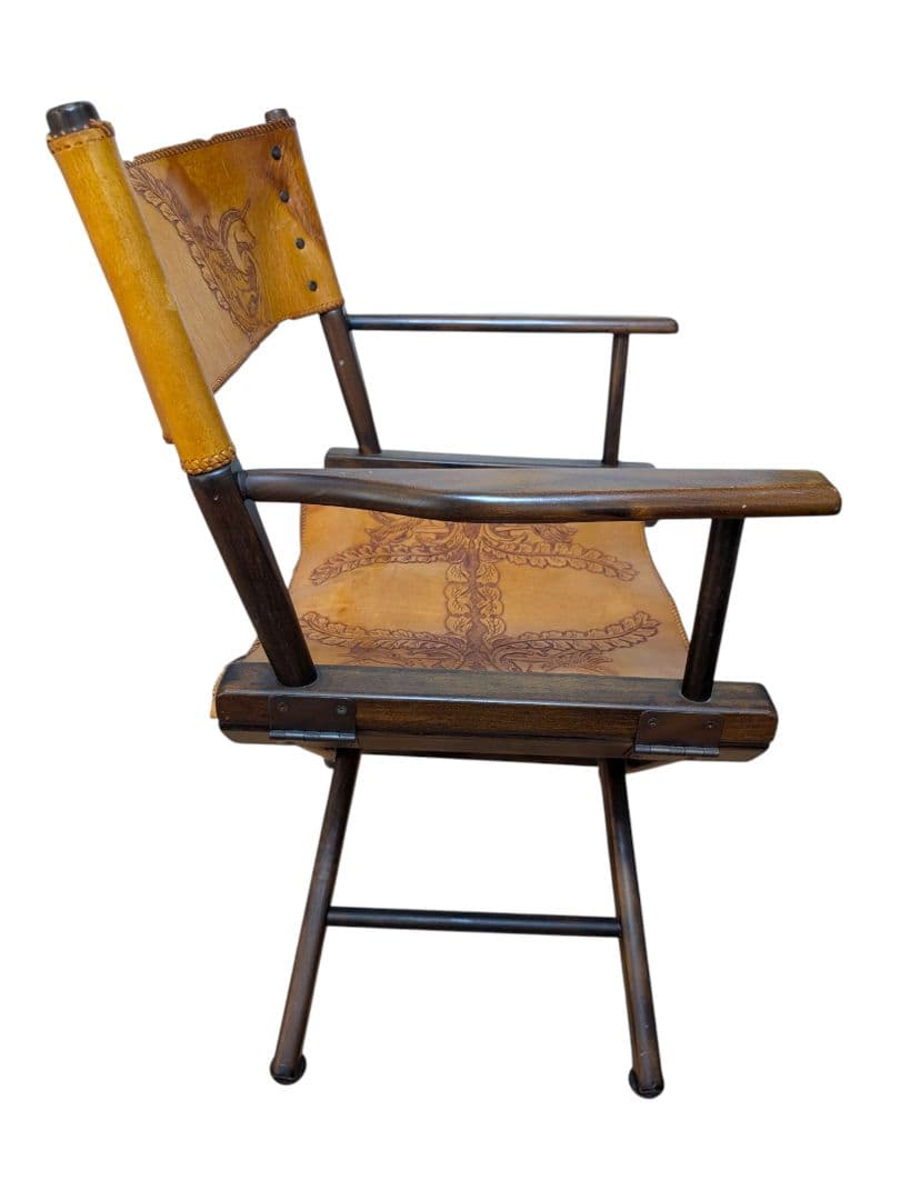 【希少】皮革仕様 ディレクターズチェア 折りたたみチェア