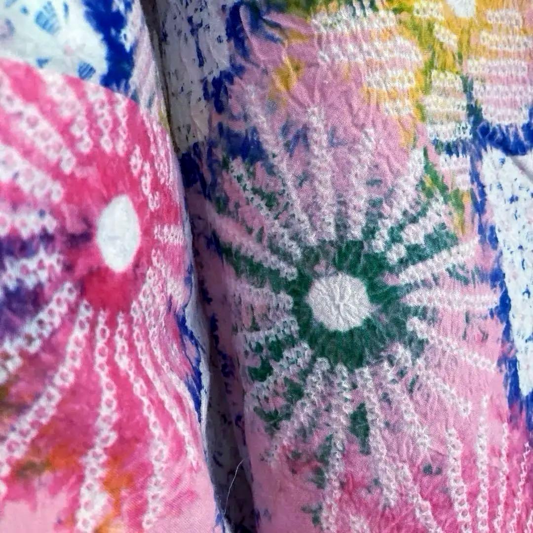 有松絞り・蜘蛛絞り　ますいわ屋　手縫い上質浴衣　花模様　絞り浴衣No.2-180