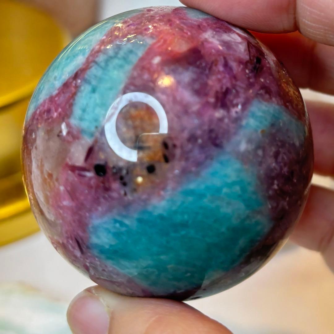 共生　スフィア　サンストーン　レピドライト　ブラックトルマリン　アマゾナイト