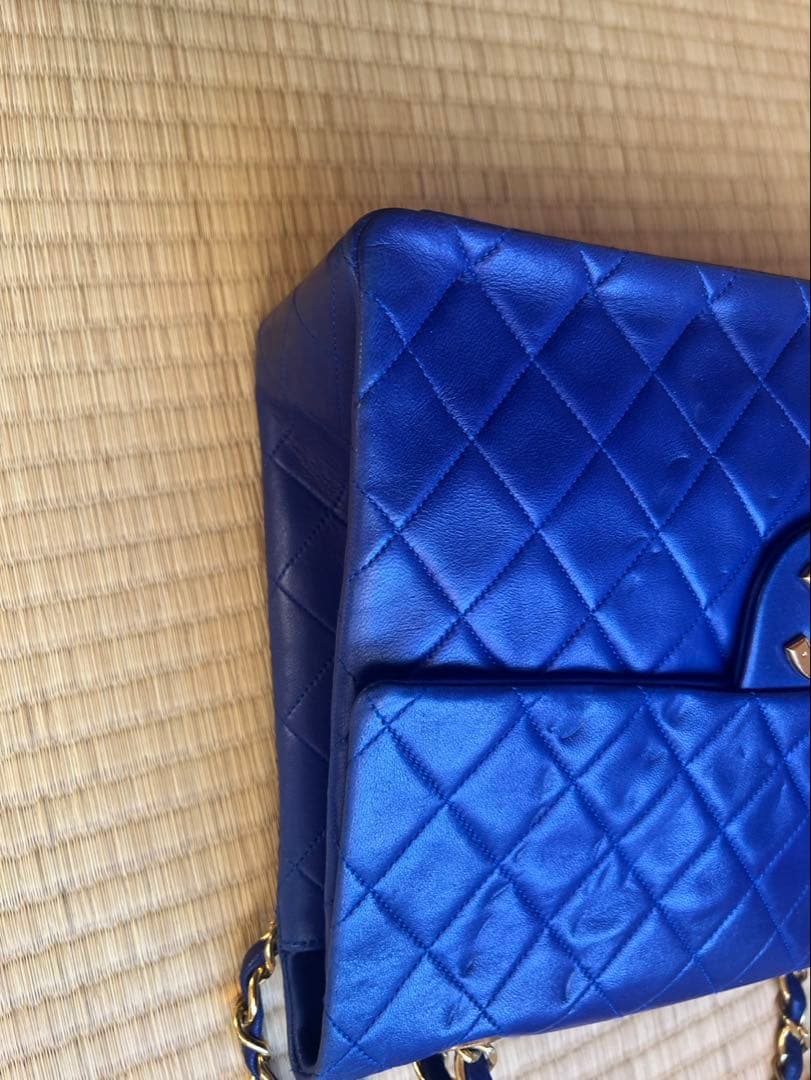 CHANEL ショルダーバッグ 青　マトラッセ　デカマトラッセ