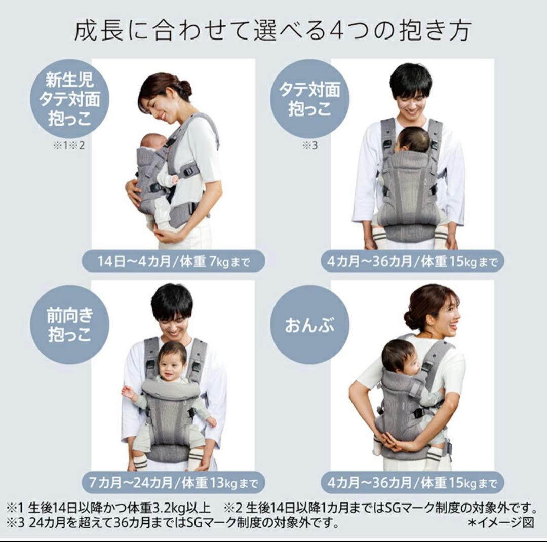 アップリカ　ラクリス 抱っこ紐　新生児　ホワイトアッシュ